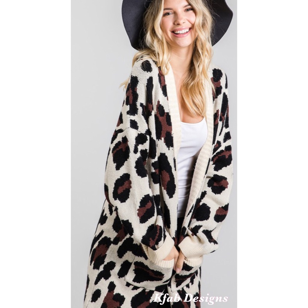 ❤️LAST! Luxe Leopard Print Pocket Sweater Cardigan - Picture 7 of 8